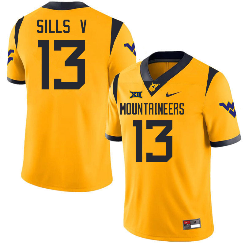 David Sills V WVU Jersey,West Virginia Mountaineers #13 David Sills V Jersey Youth College-Gold